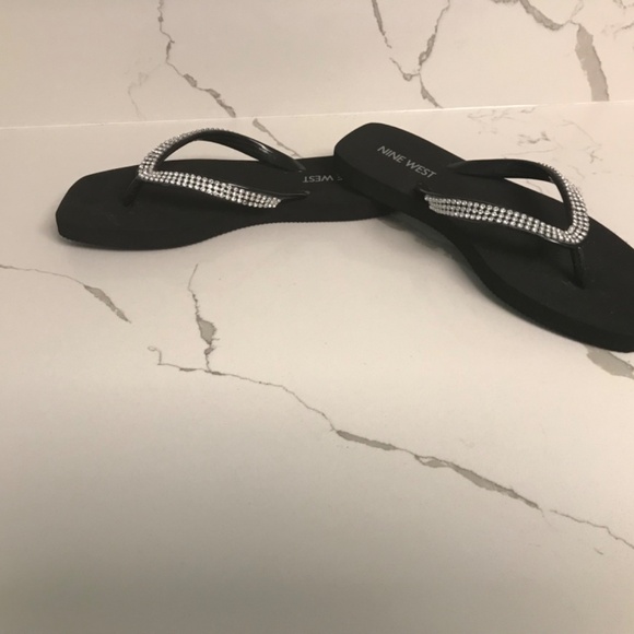 Flip flop Thong Sandals Nine West Black Rhinestones US 6 - Picture 4 of 5